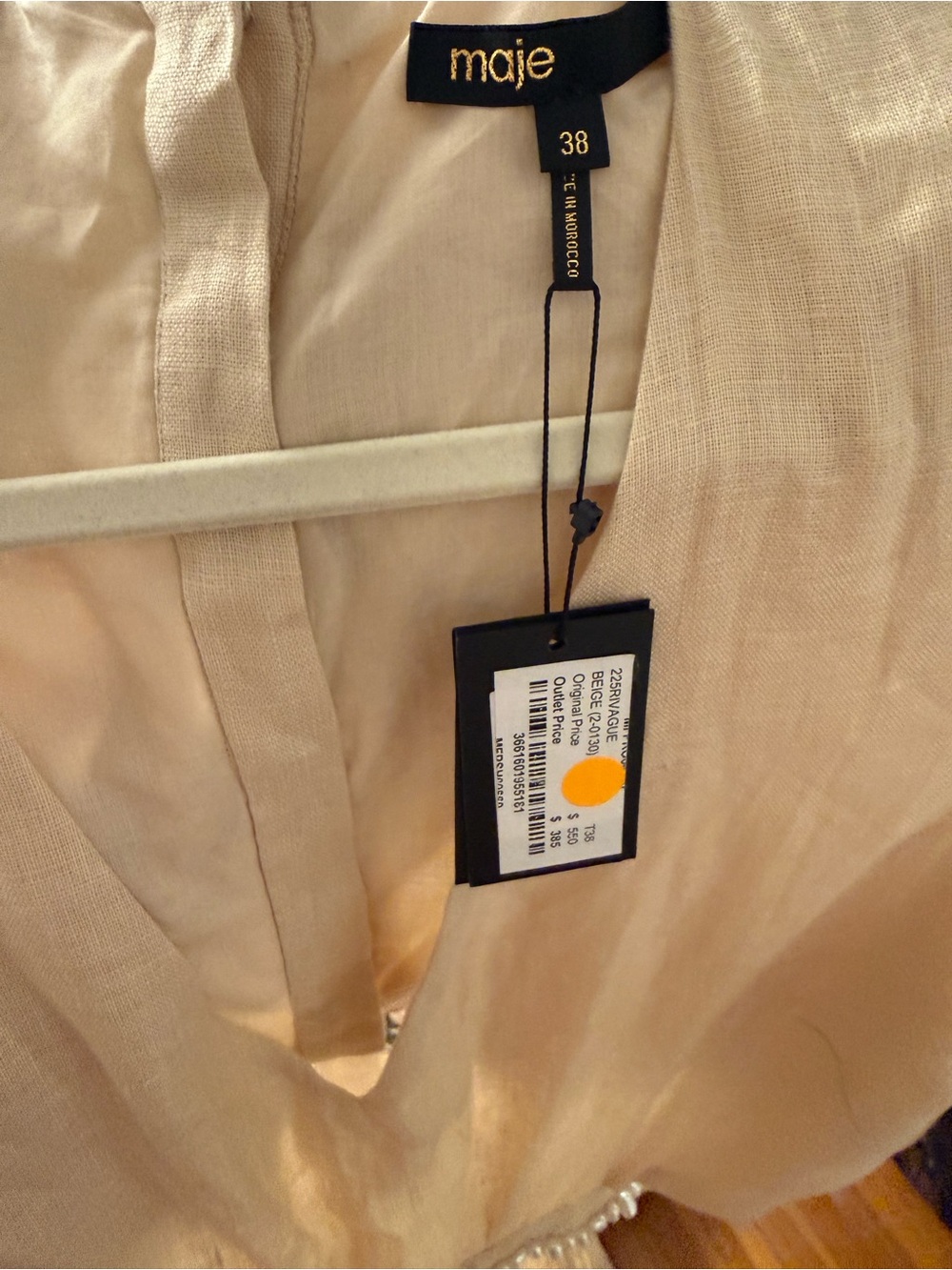Maje Rivague Linen Pearl Cut out Midi Dress 6 Sz 38 NEW NWT - Picture 13 of 13